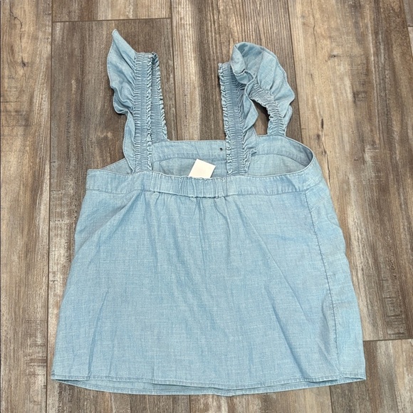J. Crew Chambray Ruffle Tank Blue  Top Denim size small NEW - Picture 8 of 10
